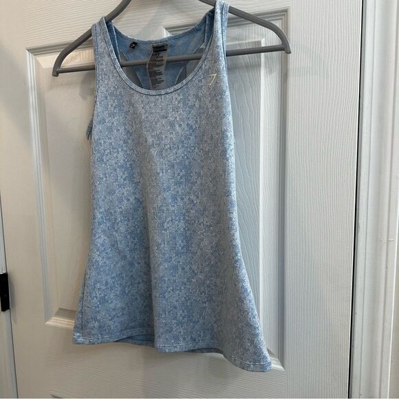 Gymshark Fleur Texture Cross-Back Sports Tank Women's sky blue Athletic Top sz S - Picture 2 of 7